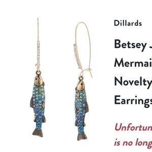 Betsey Johnson mermaid fish earrings NWT